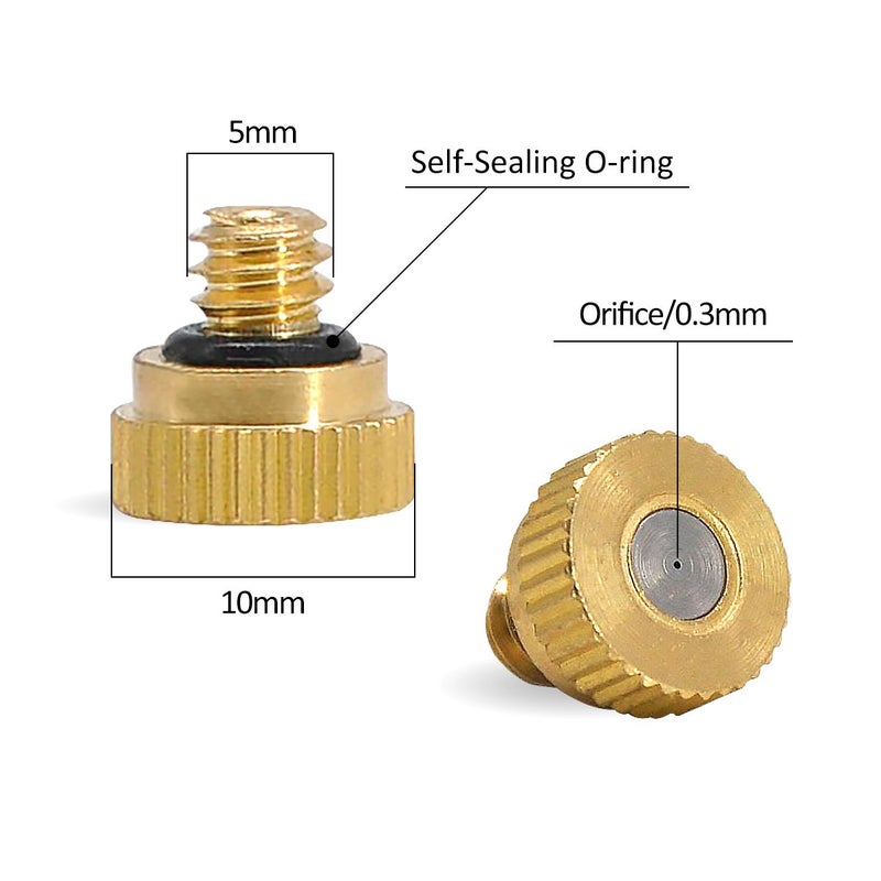 Aootech 32 Pack- Brass Misting Nozzles For Outdoor Cooling System, 0.012â€ Orifice (0.3 mm) 10/24 UNC - Image 2